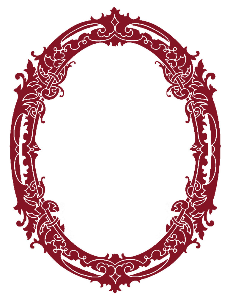 oval frame swirly vintage graphicsfairy red